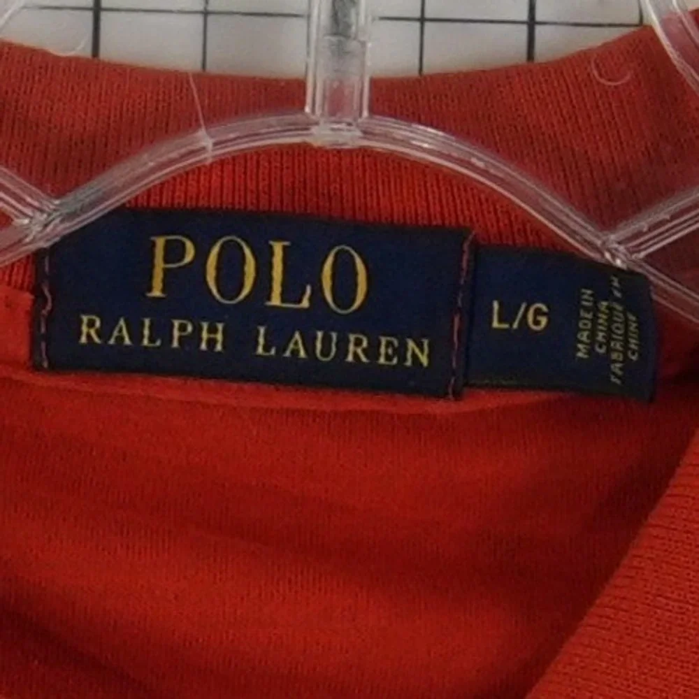 Polo Ralph Lauren 100% Cotton Polo Shirt Men's Size Large Orange Long Sleeve